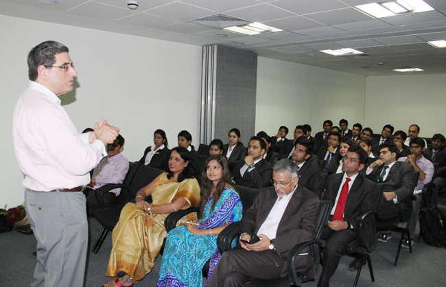 Dr. David Cohen, Management Guru, addressing MBA students.